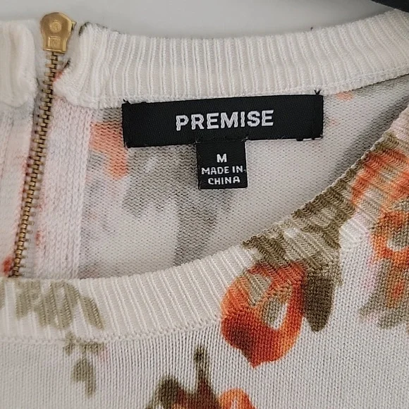 PREMISE sweater like shirt, medium, longer sleeved tee, zipper back - Picture 2 of 4
